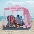 Beach Cabana, 6.5'×6.5' Beach Canopy, Easy Set up and Take Down, Cabana Tent with Sand Pockets, Instant Sun, alternate view 5