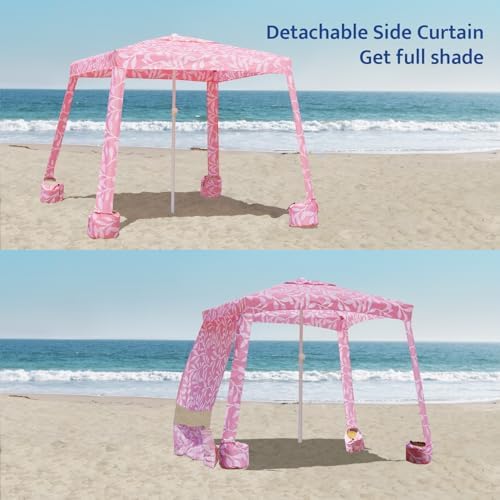Beach Cabana, 6.5'×6.5' Beach Canopy, Easy Set up and Take Down, Cabana Tent with Sand Pockets, Instant Sun, alternate view 6