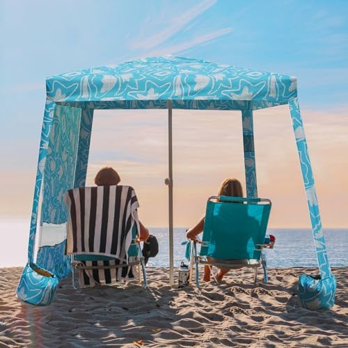 Beach Cabana, 6.5'×6.5' Beach Canopy, Easy Set up and Take Down, Cabana Tent with Sand Pockets, Instant Sun