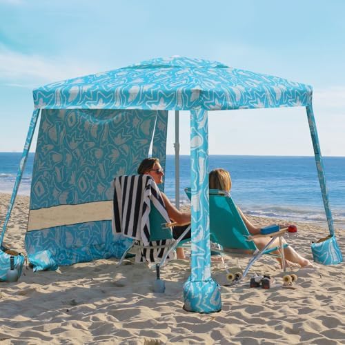 Beach Cabana, 6.5'×6.5' Beach Canopy, Easy Set up and Take Down, Cabana Tent with Sand Pockets, Instant Sun, alternate view 3