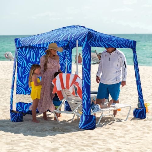 Beach Cabana, 6.5'×6.5' Beach Canopy, Easy Set up and Take Down, Cabana Tent with Sand Pockets, Instant Sun, alternate view 2