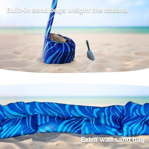 Beach Cabana, 6.5'×6.5' Beach Canopy, Easy Set up and Take Down, Cabana Tent with Sand Pockets, Instant Sun, alternate view 4