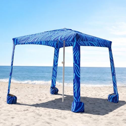 Beach Cabana, 6.5'×6.5' Beach Canopy, Easy Set up and Take Down, Cabana Tent with Sand Pockets, Instant Sun, alternate view 7