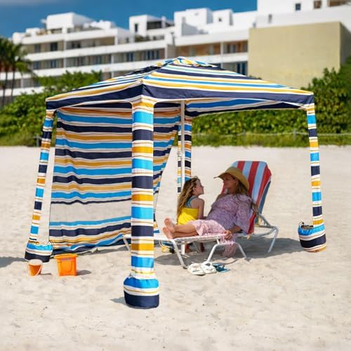 Beach Cabana, 6.5'×6.5' Beach Canopy, Easy Set up and Take Down, Cabana Tent with Sand Pockets, Instant Sun, alternate view 2