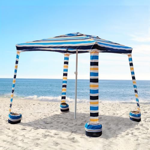 Beach Cabana, 6.5'×6.5' Beach Canopy, Easy Set up and Take Down, Cabana Tent with Sand Pockets, Instant Sun, alternate view 7