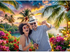 Beach Ocean Backdrop, Summer Hawaiian Beach Photography Backdrop, Palm Tree Sea Luau Aloha Party Banner for, alternate view 2