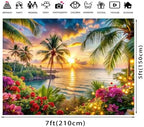 Beach Ocean Backdrop, Summer Hawaiian Beach Photography Backdrop, Palm Tree Sea Luau Aloha Party Banner for, alternate view 5