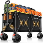 Beach Wagon Carts Foldable 570LBS Collapsible Wagon with Big All-Terrain Wheels for Sand 330L Heavy Duty Utility