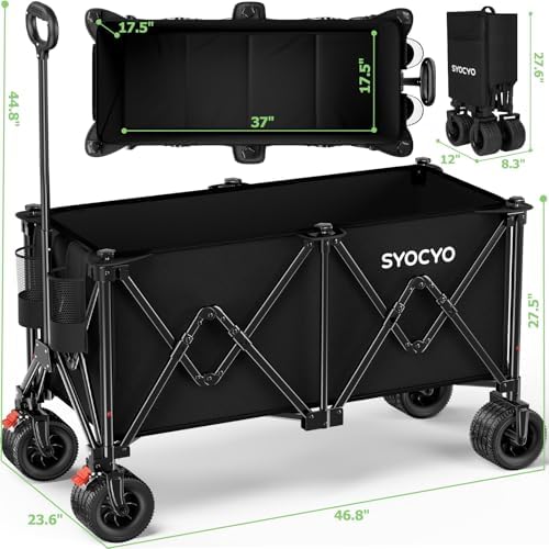 Beach Wagon Carts Foldable 580LBS Collapsible Wagon with Big All-Terrain Wheels for Sand 340L Heavy Duty Utility, alternate