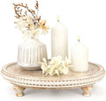 Beaded Round Display Riser for Bathroom Sink Decor, Light Natural in 11.2‘’ × 11.2‘’ × 2.4‘’ in Light-Natural