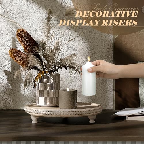 Beaded Round Display Riser for Bathroom Sink Decor, Light Natural in 11.2‘’ × 11.2‘’ × 2.4‘’ in Light-Natural, alternate view