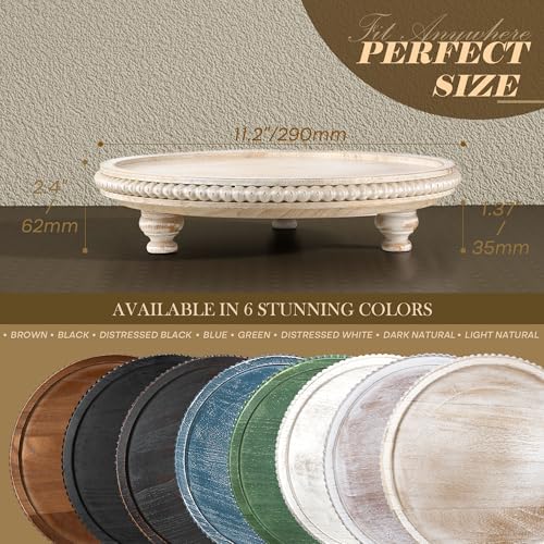Beaded Round Display Riser for Bathroom Sink Decor, Light Natural in 11.2‘’ × 11.2‘’ × 2.4‘’ in Light-Natural, alternate view