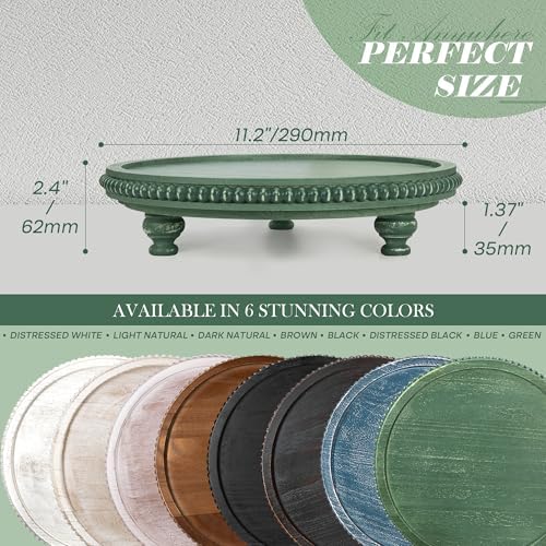 Beaded Round Display Riser for Farmhouse Home Decor, Green in 11.2"× 11.2"× 2.4" in Green, alternate view 2
