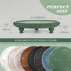 Beaded Round Display Riser for Farmhouse Home Decor, Green in 11.2"× 11.2"× 2.4" in Green, alternate view 2