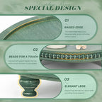 Beaded Round Display Riser for Farmhouse Home Decor, Green in 11.2"× 11.2"× 2.4" in Green, alternate view 6