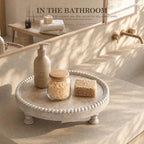 Beaded Wood Riser: Round Display Stand for Home Decor, Light Natural in Light Natural, alternate view 2