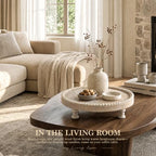 Beaded Wood Riser: Round Display Stand for Home Decor, Light Natural in Light Natural, alternate view 4