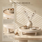 Beaded Wood Riser: Round Display Stand for Home Decor, Light Natural in Light Natural, alternate view 6