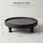 Beaded Wood Riser: Round Display Stand for Modern Home Decor, Black in Black, alternate view 2