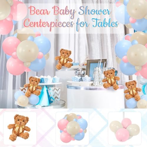 Bear Table Centerpieces for Baby Shower - Set of 6 Bear Balloon Baby Shower Decorations Include Stuffed Bears, alternate view