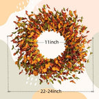 Beautiful 24 Inch Fall Berry Floral Wreath for Front Door in Orange/Yellow/Green, alternate view 2