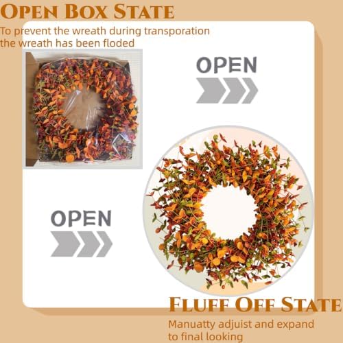 Beautiful 24 Inch Fall Berry Floral Wreath for Front Door in Orange/Yellow/Green, alternate view 3