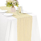 Beige 10FT Cheesecloth Table Runner Boho Gauze Fabric Table Runner Rustic Sheer Runner for Wedding Bridal Baby