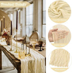 Beige 10FT Cheesecloth Table Runner Boho Gauze Fabric Table Runner Rustic Sheer Runner for Wedding Bridal Baby, alternate