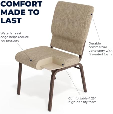Beige 18.5" W Stacking Church Chair, 4-Pack, alternate view 4