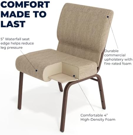 Beige 21" W Stacking Church Chair, 4-Pack, alternate view 4