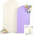 Beige and Purple Arch Backdrop Covers 7.2FT 6FT Party Wedding Arch Covers Stretchy Backdrop Set of 2 Baby Shower