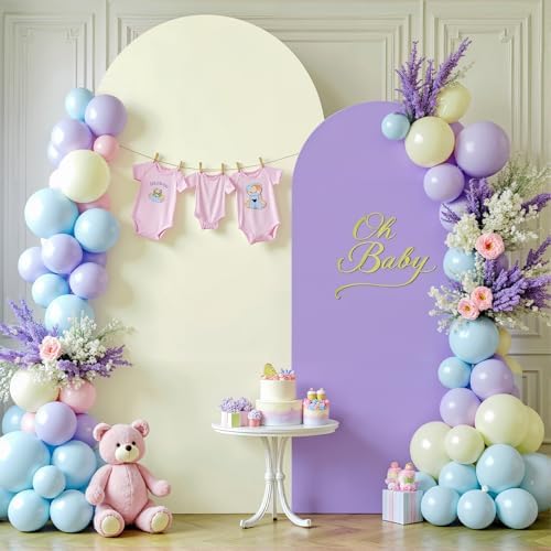 Beige and Purple Arch Backdrop Covers 7.2FT 6FT Party Wedding Arch Covers Stretchy Backdrop Set of 2 Baby Shower, alternate