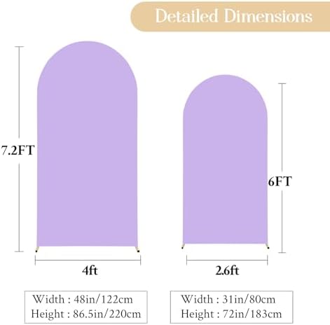 Beige and Purple Arch Backdrop Covers 7.2FT 6FT Party Wedding Arch Covers Stretchy Backdrop Set of 2 Baby Shower, alternate