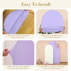 Beige and Purple Arch Cover 2 Set-7.2FT, 6FT Arch Backdrop Cover Spandex Fitted Wedding Arch Stand Covers for, alternate view