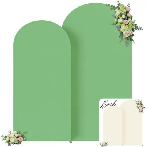 Beige and Sage Green Arch Backdrop Cover Set of 2-7.2 and 6ft Spandex Wedding Arch Covers Stretchy Backdrop for