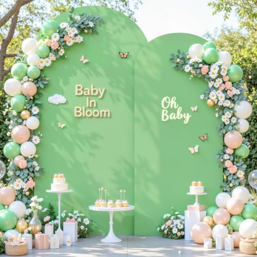Beige and Sage Green Arch Backdrop Cover Set of 2-7.2 and 6ft Spandex Wedding Arch Covers Stretchy Backdrop for, alternate