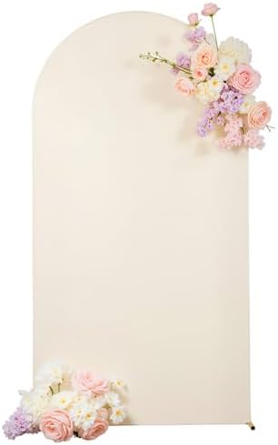 Beige Arch Backdrop Cover for Wedding, 8FT Beige Arch Cover Stretchy Backdrops, Double-Sided Arch Stand Covers