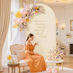 Beige Arch Backdrop Cover for Wedding, 8FT Beige Arch Cover Stretchy Backdrops, Double-Sided Arch Stand Covers, alternate