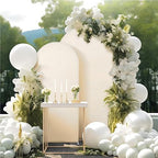 Beige Arch Backdrop Covers, 6FT Polyester Fitted Wedding Arch Stand Cover Round Top Chiara Stretchy Arch, alternate view 6