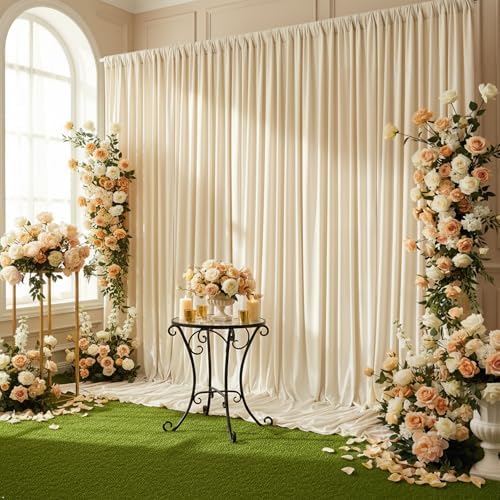 Beige Backdrop Curtain - 10x10FT Back Drop Curtains for Parties Wrinkle-Free Soft Polyester Photo Backdrop