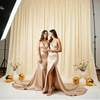 Beige Backdrop Curtain - 10x10FT Back Drop Curtains for Parties Wrinkle-Free Soft Polyester Photo Backdrop, alternate view 4