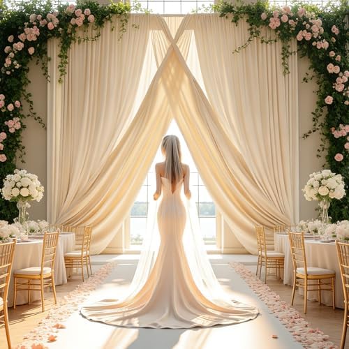 Beige Backdrop Curtain - 20x10FT Back Drop Curtains for Parties Wrinkle-Free Soft Polyester Photo Backdrop, alternate view 6