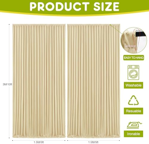 Beige Backdrop Curtain for Wedding Parties Backdrop Drapes 10x10FT in 10FTx10FT in Beige, alternate view 2
