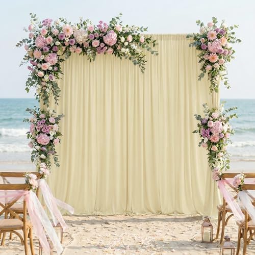 Beige Backdrop Curtain for Wedding Parties Backdrop Drapes 10x10FT in 10FTx10FT in Beige, alternate view 5