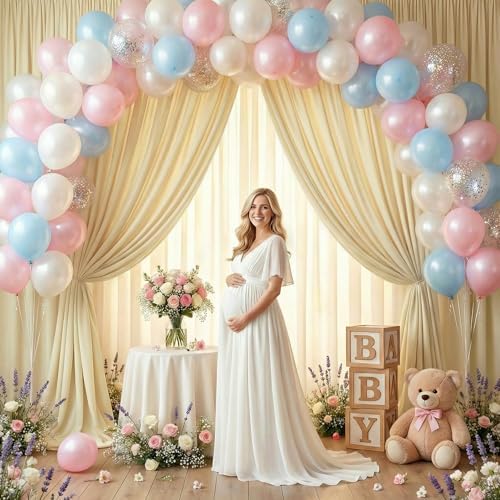 Beige Backdrop Curtain for Wedding Parties Backdrop Drapes 10x10FT in 10FTx10FT in Beige, alternate view 6