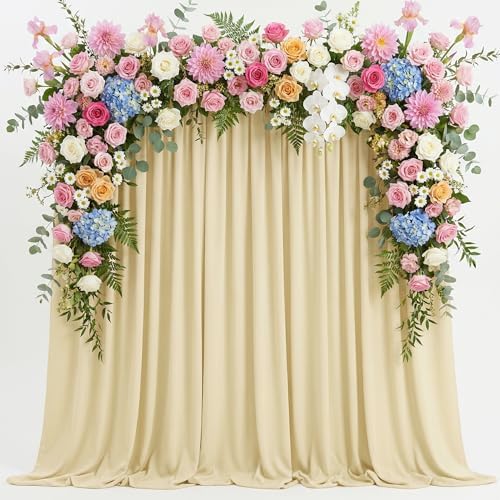 Beige Backdrop Curtain for Wedding Parties Backdrop Drapes 10x8FT in 10FTx8FT in Beige