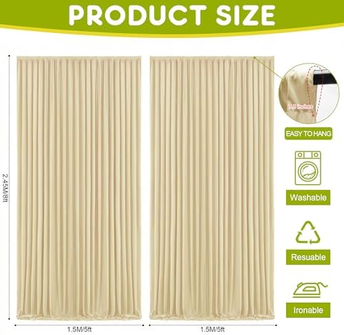 Beige Backdrop Curtain for Wedding Parties Backdrop Drapes 10x8FT in 10FTx8FT in Beige, alternate view 2