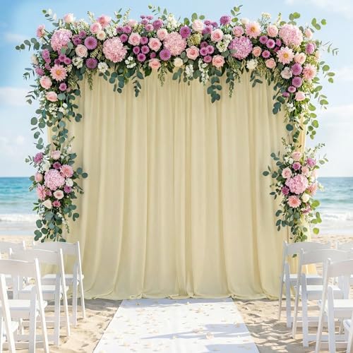 Beige Backdrop Curtain for Wedding Parties Backdrop Drapes 10x8FT in 10FTx8FT in Beige, alternate view 6