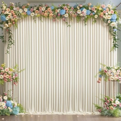 Beige Backdrop Curtain for Wedding Parties Wrinkle Free Ivory Photo Curtains Backdrop Drapes Fabric Decoration