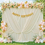 Beige Backdrop Curtain for Wedding Parties Wrinkle Free Ivory Photo Curtains Backdrop Drapes Fabric Decoration, alternate